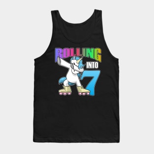 Unicorn Rolling Into 7 Children's Birthday Roller Tank Top